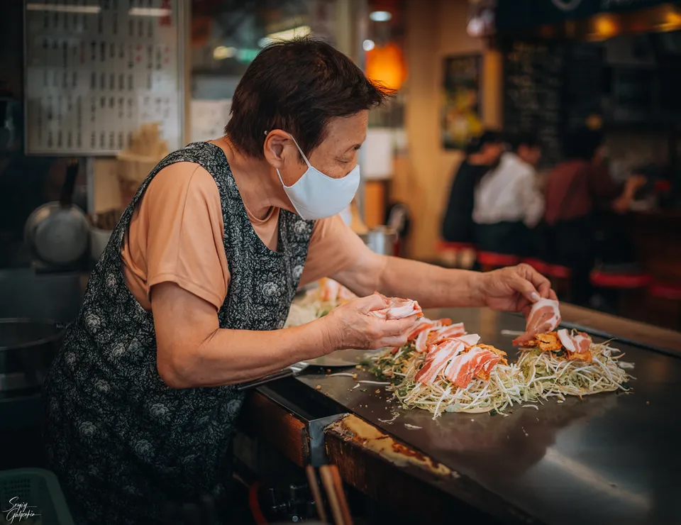 Hiroshima-style okonomiyaki, Hiroshima Prefecture, Japan