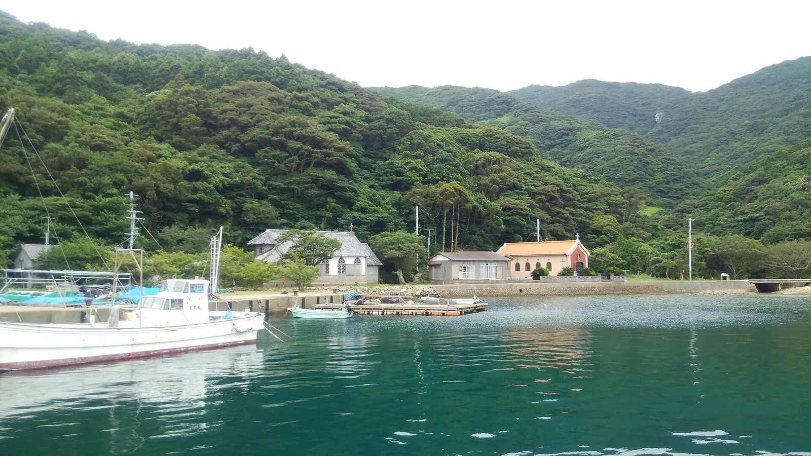 Hisakajima in the Gotō Islands, Nagasaki — houses, boats and one road