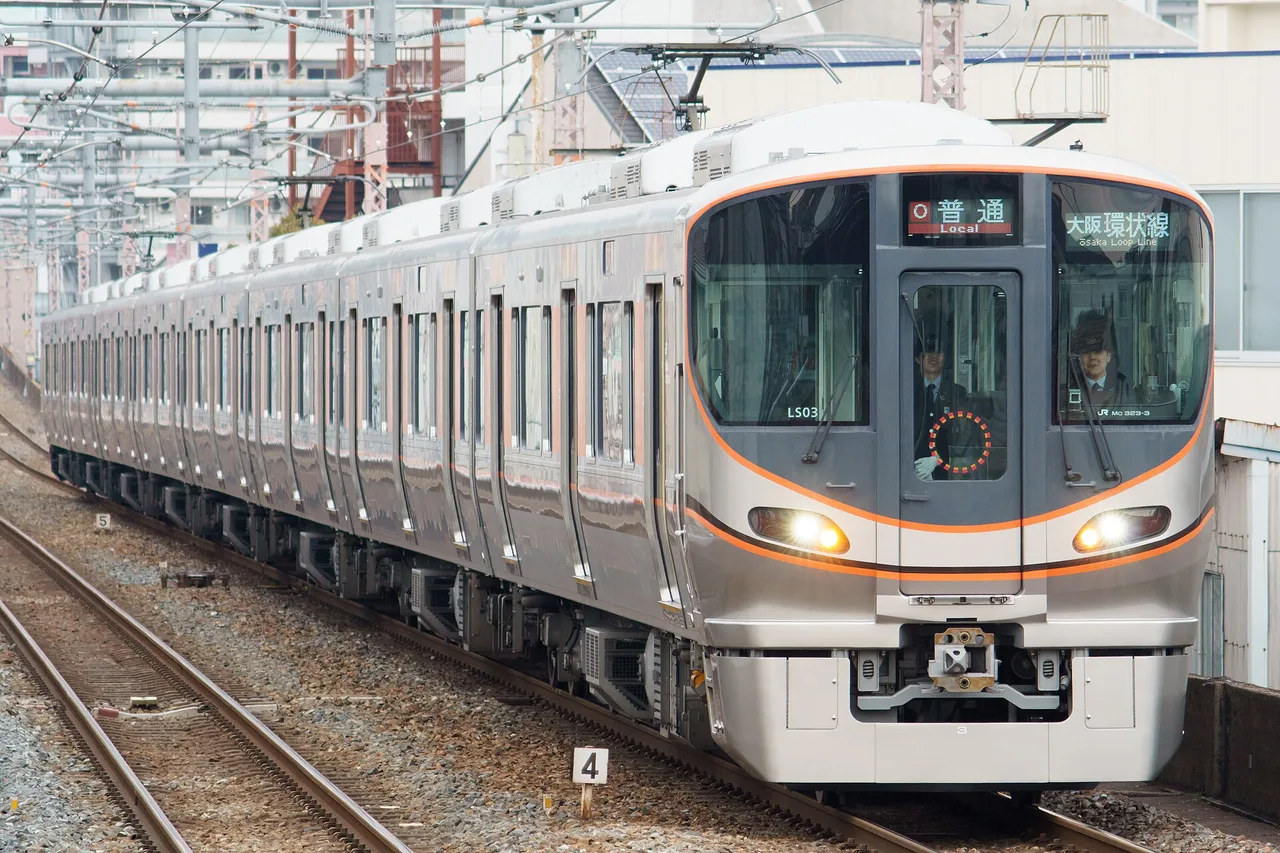 323 series train on the Osaka Loop Line, Japan