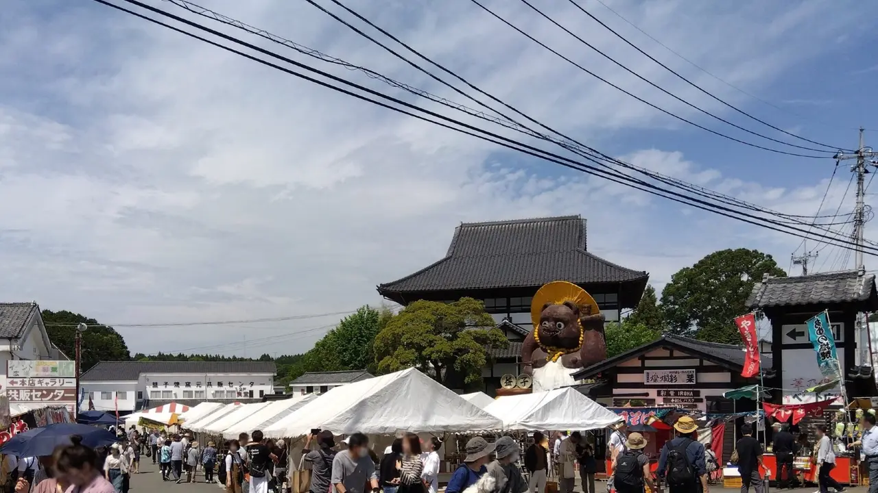 Tents and crowds at the Mashiko Pottery Fair, Tochigi, Japan