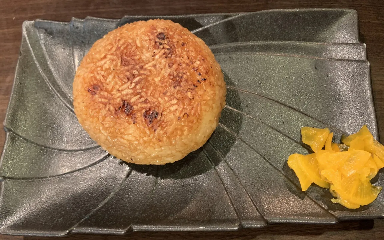 Yaki Onigiri or roasted rice ball and Takuan 2019-11-5 Tottori City