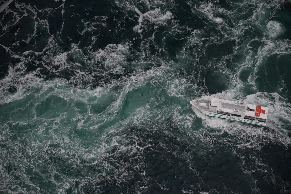 Sightseeing boat in the whirlpools, Tokushima Prefecture, Japan