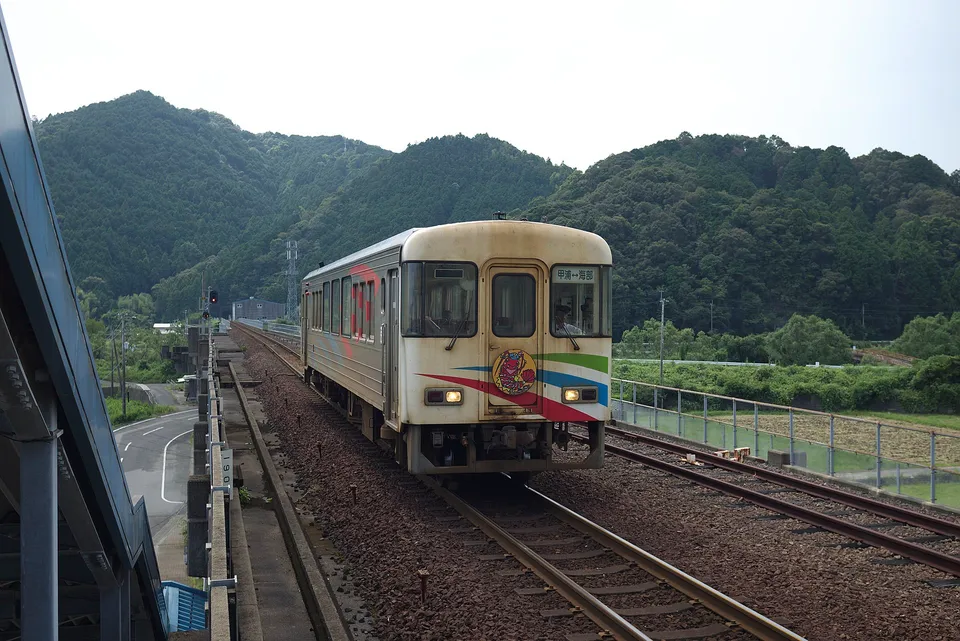 Asa Coast Railway at Shishikui, the gateway to Takegashima, Tokushima Prefecture, Japan